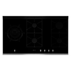 Neff T69S86N0 Series 4 Extra Wide Gas Hob on Black Glass with Stainless Steel Trim